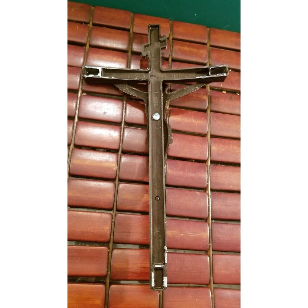 Vintage Lovell  Curved Bronze Crucifix Casket Topper  11.5